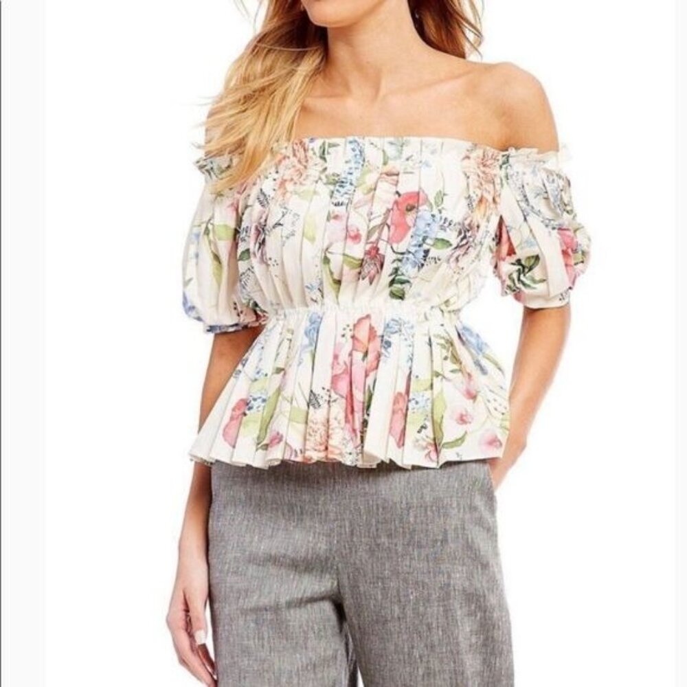Antonio Melani Kyla Off The Shoulder Floral Print Poplin Blouse